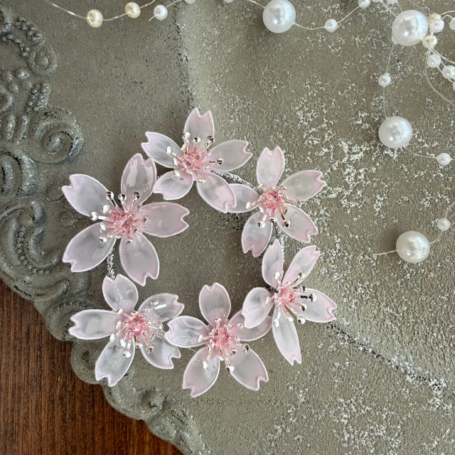 【本店11F】3/28 造花小物『桜のリングブローチ』