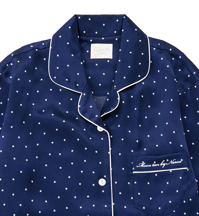 91431|ナルエー narue 星柄 シルクパジャマ 上下セット 全3色 M-L