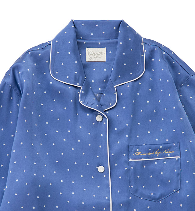 91431|ナルエー narue 星柄 シルクパジャマ 上下セット 全3色 M-L