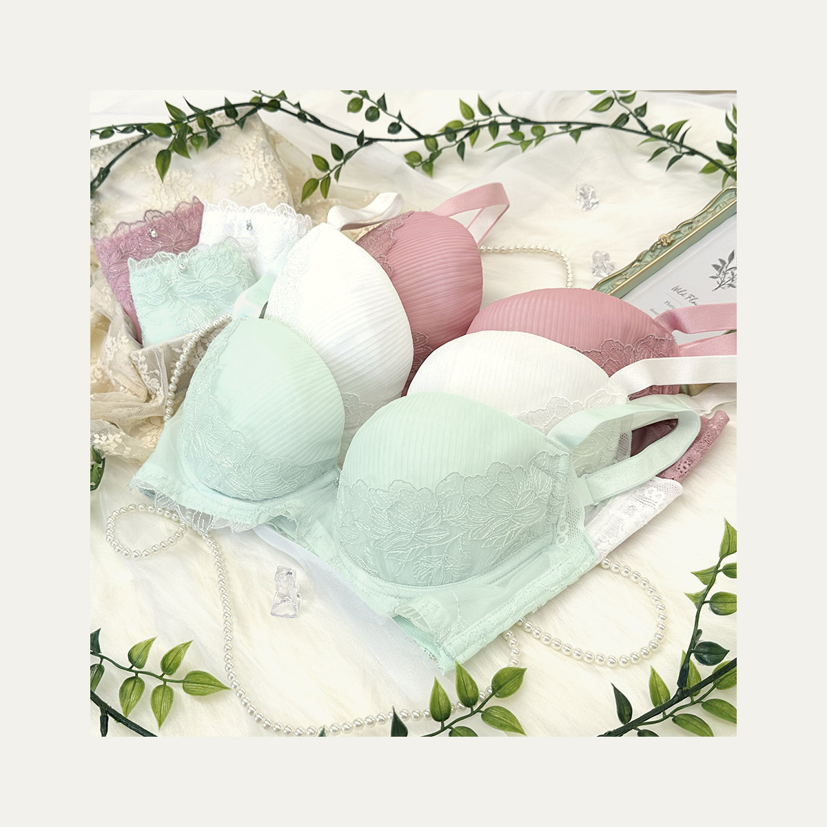 【8/27発売】IBT396|アンテシュクレ intesucre なでしこブラ スレンダースタイル ブラジャー単品 脇高 サイドすっきりメイク CDEFGカップ アンダー60/65/70/75cm