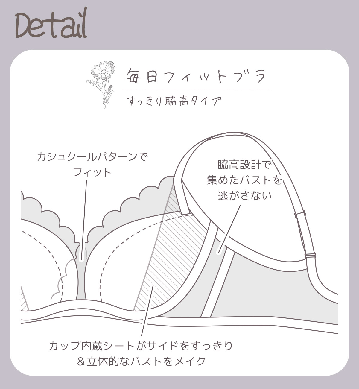 IBT398S|アンテシュクレ intesucre 毎日フィットブラ すっきり脇高タイプ ブラセット くっきり谷間メイク BCDEFカップ アンダー60/65/70/75cm