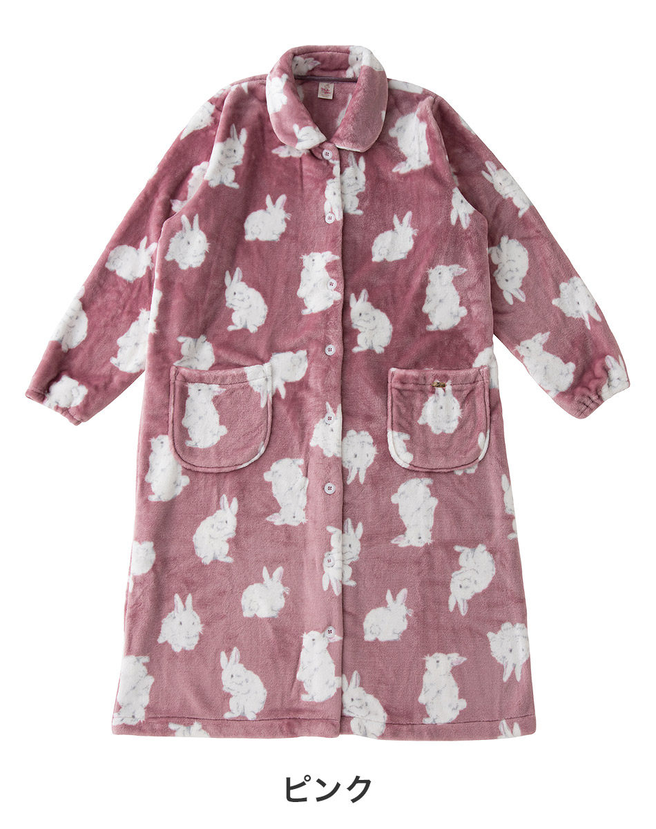 ナルエー Narue シャイニースノー ふわもこバニー ルームウェア ワンピース 前開き 全3色 M L 下着 ランジェリーの専門店 アンテシュクレ Intesucre