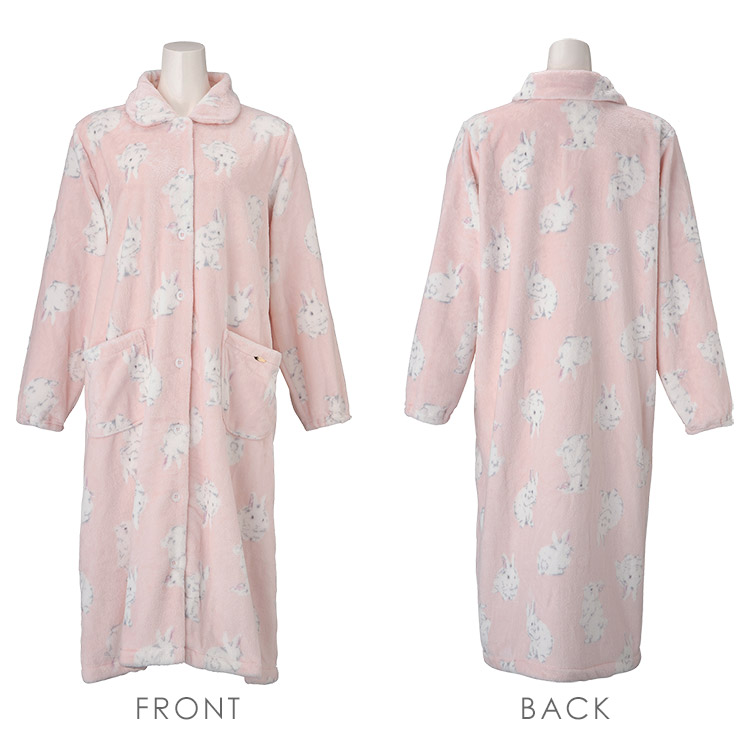 ナルエー Narue シャイニースノー ふわもこバニー ルームウェア ワンピース 前開き 全3色 M L 下着 ランジェリーの専門店 アンテシュクレ Intesucre