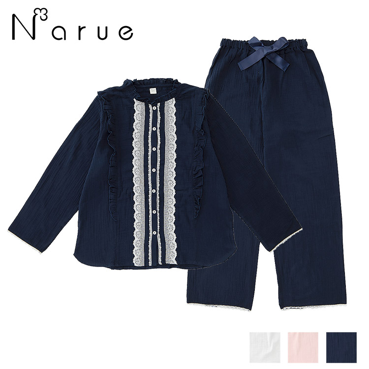 20-51406｜ナルエー narue シュークリームガーゼ 上下セット 全3色 M-L