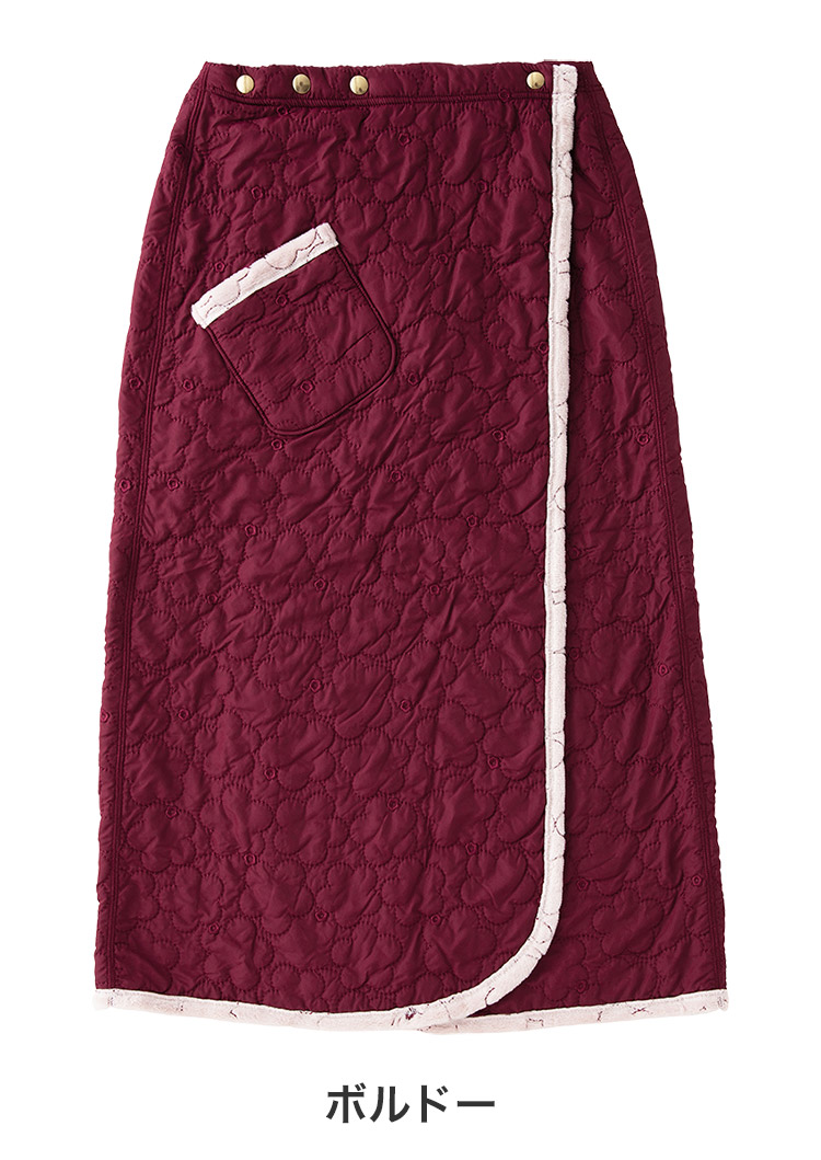 20-52104｜ナルエー narue ピーチスキンキルト デイジー ルームウェア ラップスカート 全4色 M-L