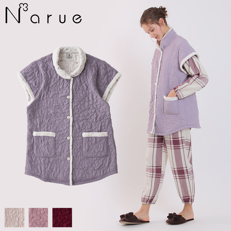 ナルエー Narue ピーチスキンキルト デイジー ルームウェア ロングベスト 全4色 M L 下着 ランジェリーの専門店 アンテシュクレ Intesucre
