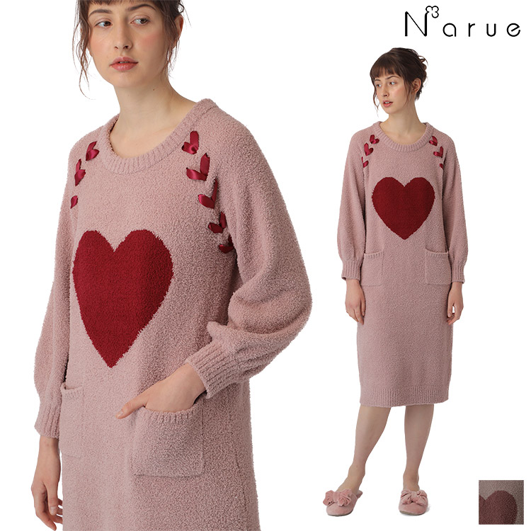 ナルエー Narue モールニット ハート ルームウェア ワンピース 全2色 M L 下着 ランジェリーの専門店 アンテシュクレ Intesucre ナルエー Narue モールニット ハート ルームウェア ワンピース 全2色 M L 下着 ランジェリーの専門店 アンテシュクレ Intesucre