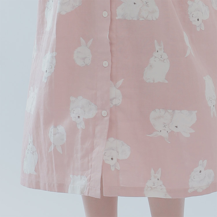 21 ナルエー Narue ｗガーゼ うさぎ ルームウェア ワンピース 全3色 M L M L グリーン アンテシュクレ オンラインショップ