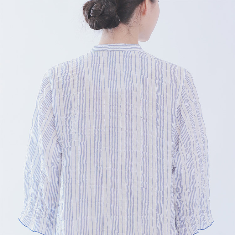 21-12003|ナルエー narue シャーリングWガーゼ ストライプ ルームウェア ワンピース 全3色 M-L