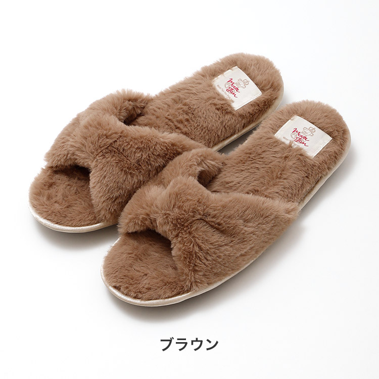 22-11705｜ナルエー narue ファーリボン スリッパ 全4色 下着・ランジェリーの専門店 アンテシュクレ(intesucre)