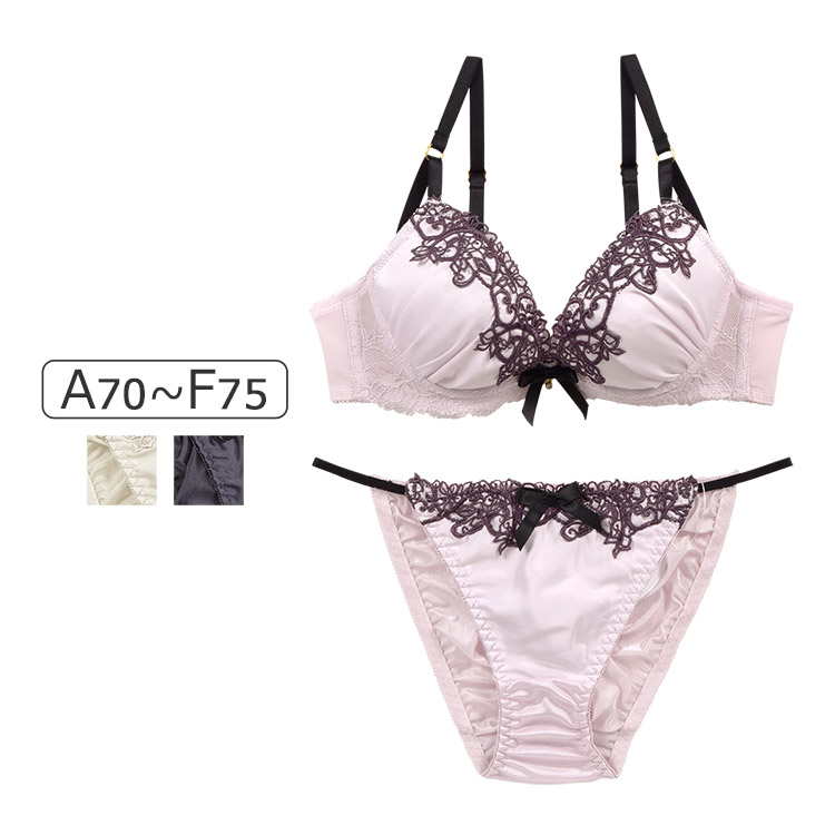 327254｜COCO Linge ビューティフルサテン ブラセット ABCDEFカップ アンダー 65/70/75cm