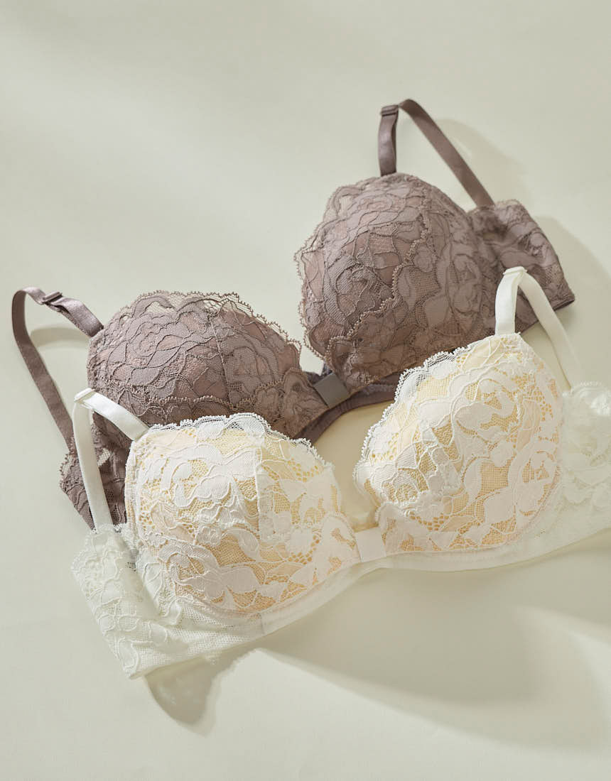 BUN201|ウンナナクール une nana cool リボンブラレース 胸もとフィットながもち~動いても、キレイはつづく~ ブラジャー単品 BCDEFFカップ アンダー 65/70/75cm