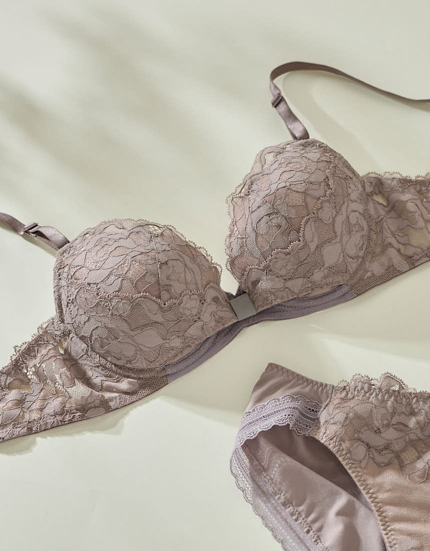 BUN201|ウンナナクール une nana cool リボンブラレース 胸もとフィットながもち~動いても、キレイはつづく~ ブラジャー単品 BCDEFFカップ アンダー 65/70/75cm