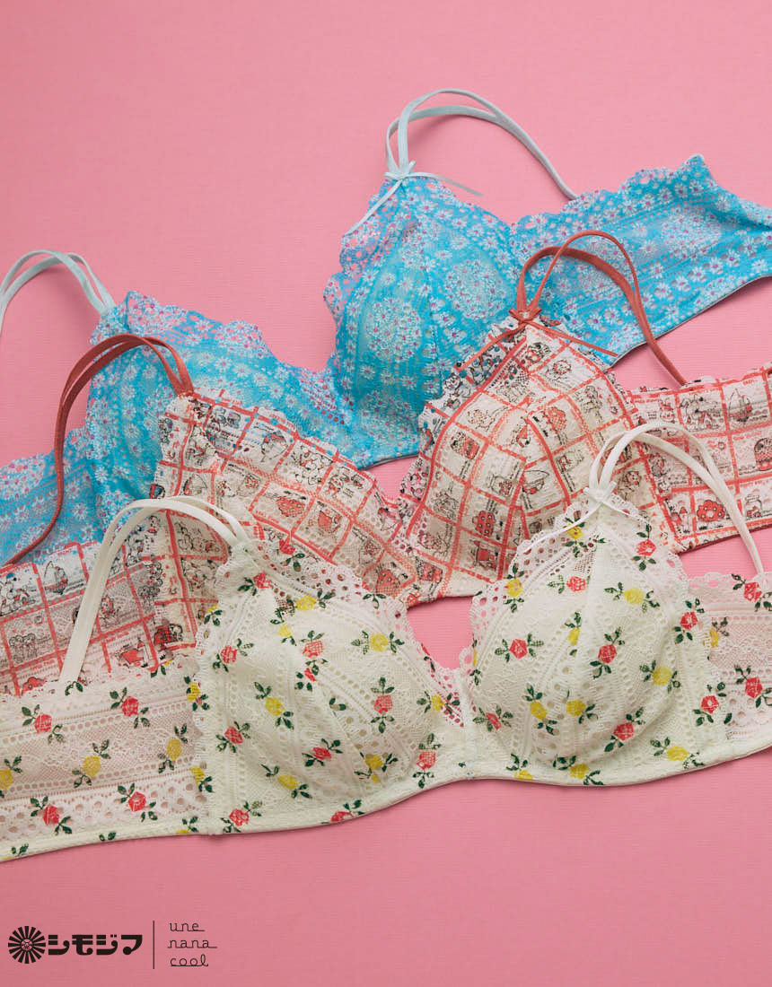 JB3522|ウンナナクール une nana cool MADE WITH シモジマ 364 レース ノンワイヤーブラ S/M/L/LL