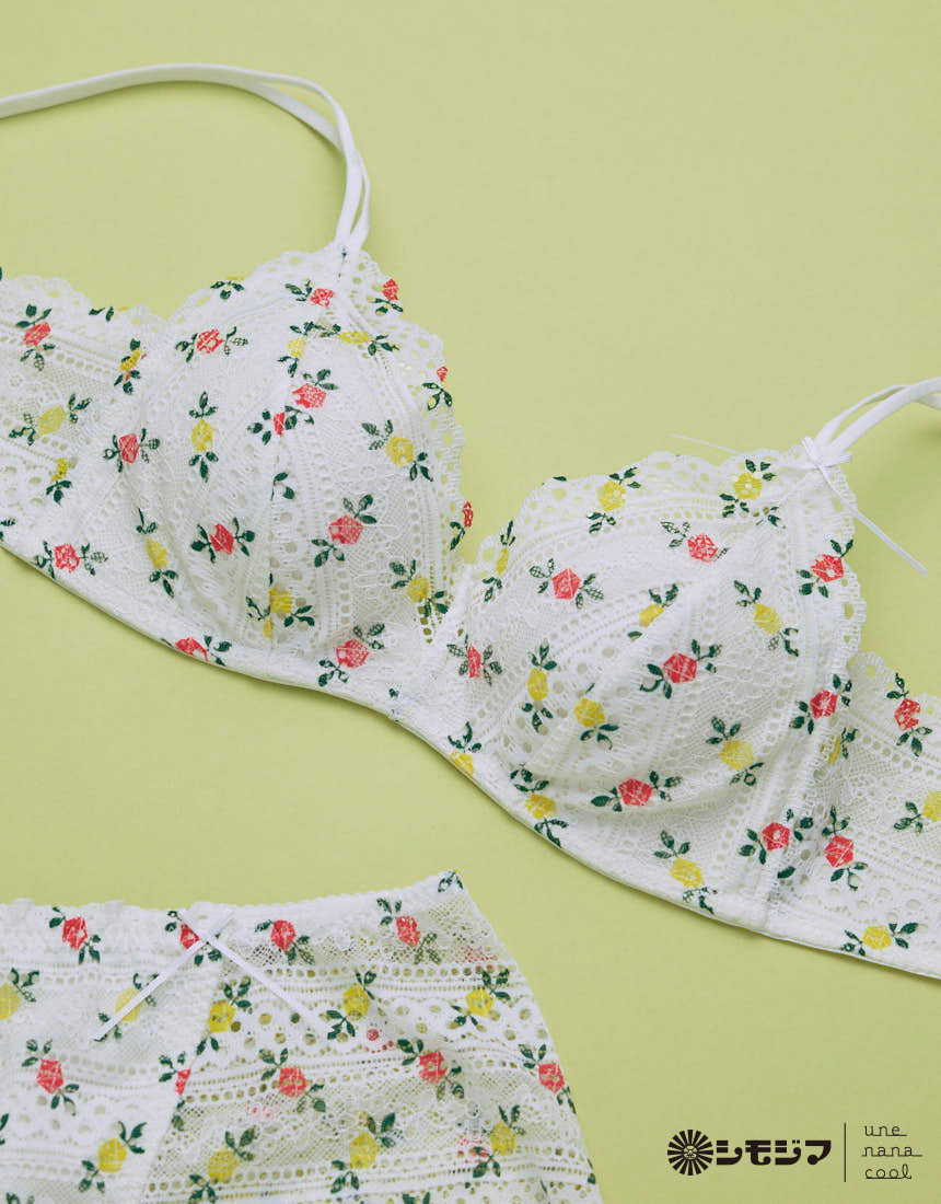 JB3522|ウンナナクール une nana cool MADE WITH シモジマ 364 レース ノンワイヤーブラ S/M/L/LL
