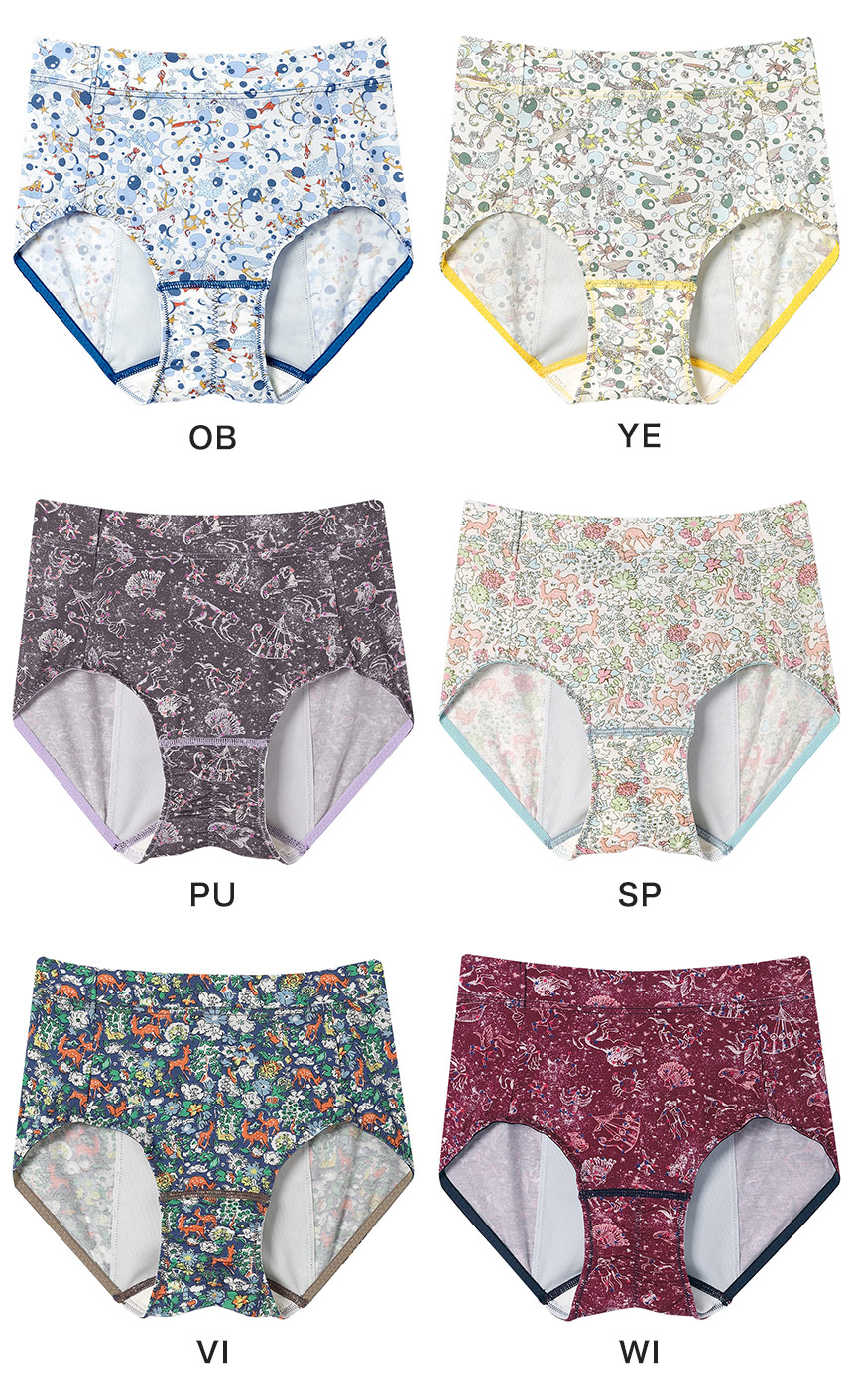 LF5650|ウンナナクール une nana cool ナイトアップブラ連動 MADE WITH LIBERTY FABRIC ナイト用 サニタリーショーツ 羽つきナプキン対応 M/L