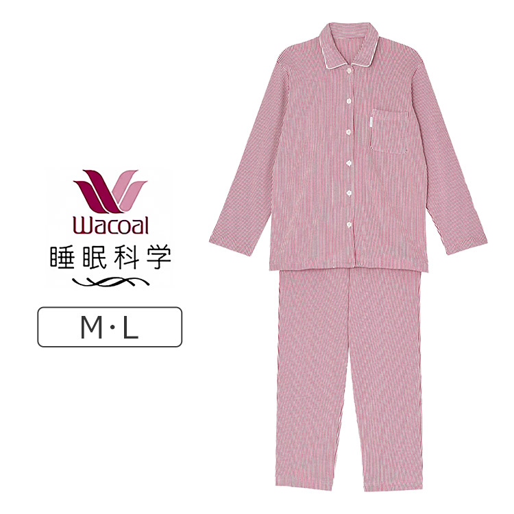 YDW006|ワコール 睡眠科学 パジャマ 上下セット レディース 綿100% 10分丈 10分袖 M/L