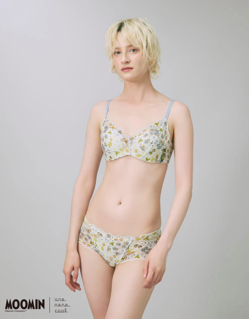 BUN140|ウンナナクール une nana cool MOOMIN × une nana cool 364ブラ レース ノンワイヤーブラ S/M/L/LL
