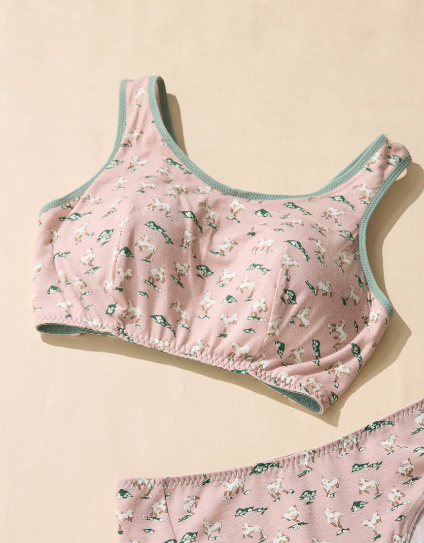 JB3950|ウンナナクール une nana cool ナイトアップブラ MADE WITH LIBERTY FABRIC ノンワイヤーブラ M/L/LL/3L