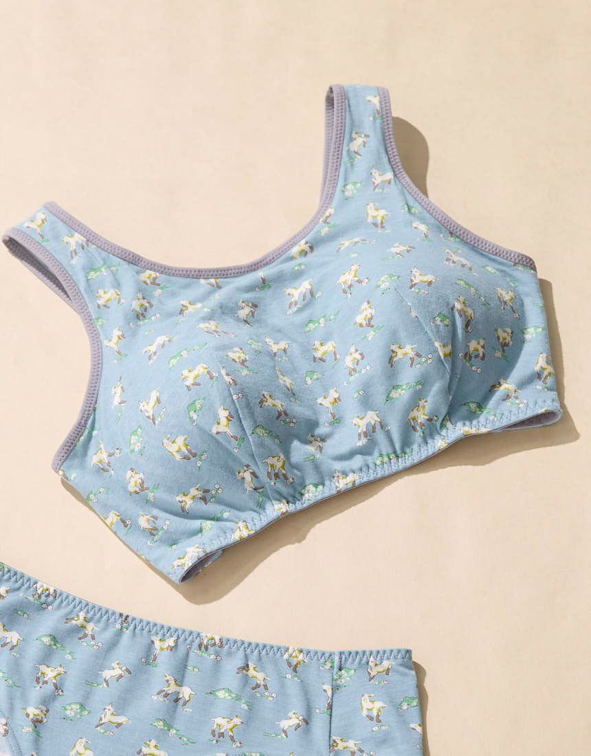 JB3950|ウンナナクール une nana cool ナイトアップブラ MADE WITH LIBERTY FABRIC ノンワイヤーブラ M/L/LL/3L