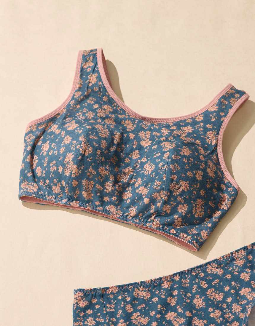JB3950|ウンナナクール une nana cool ナイトアップブラ MADE WITH LIBERTY FABRIC ノンワイヤーブラ M/L/LL/3L