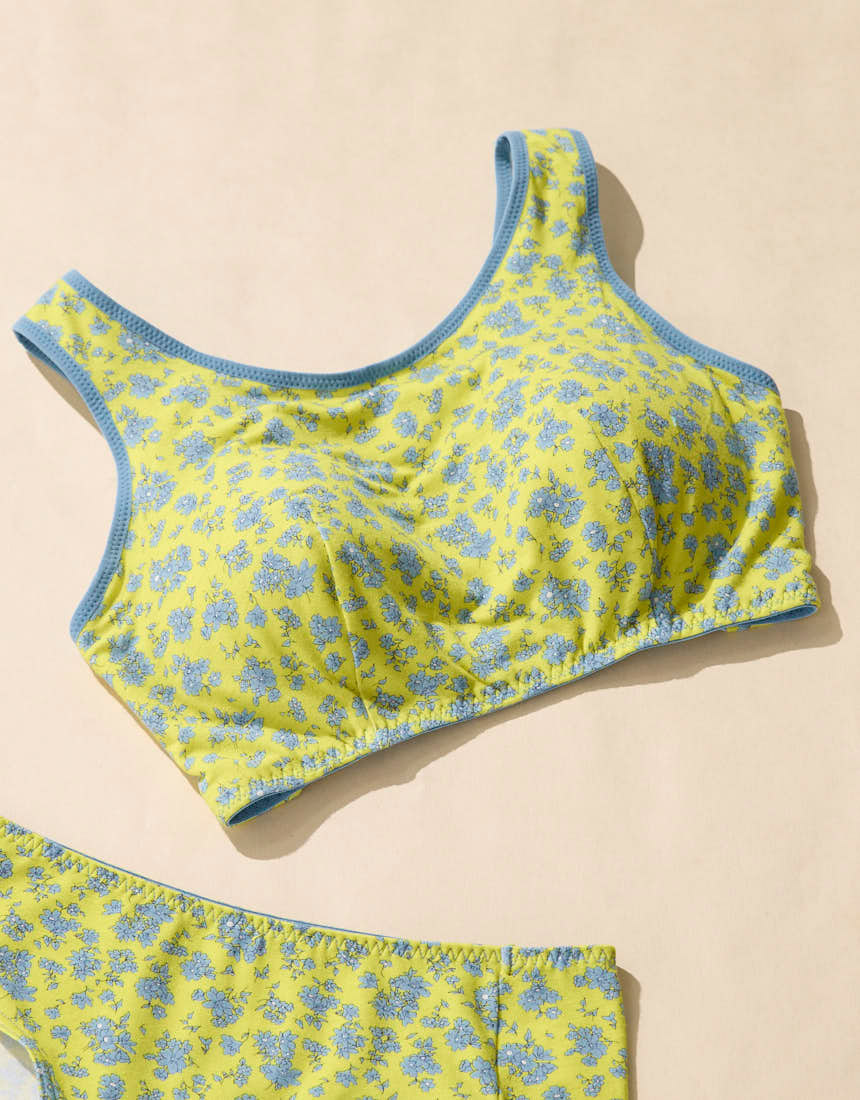 JB3950|ウンナナクール une nana cool ナイトアップブラ MADE WITH LIBERTY FABRIC ノンワイヤーブラ M/L/LL/3L