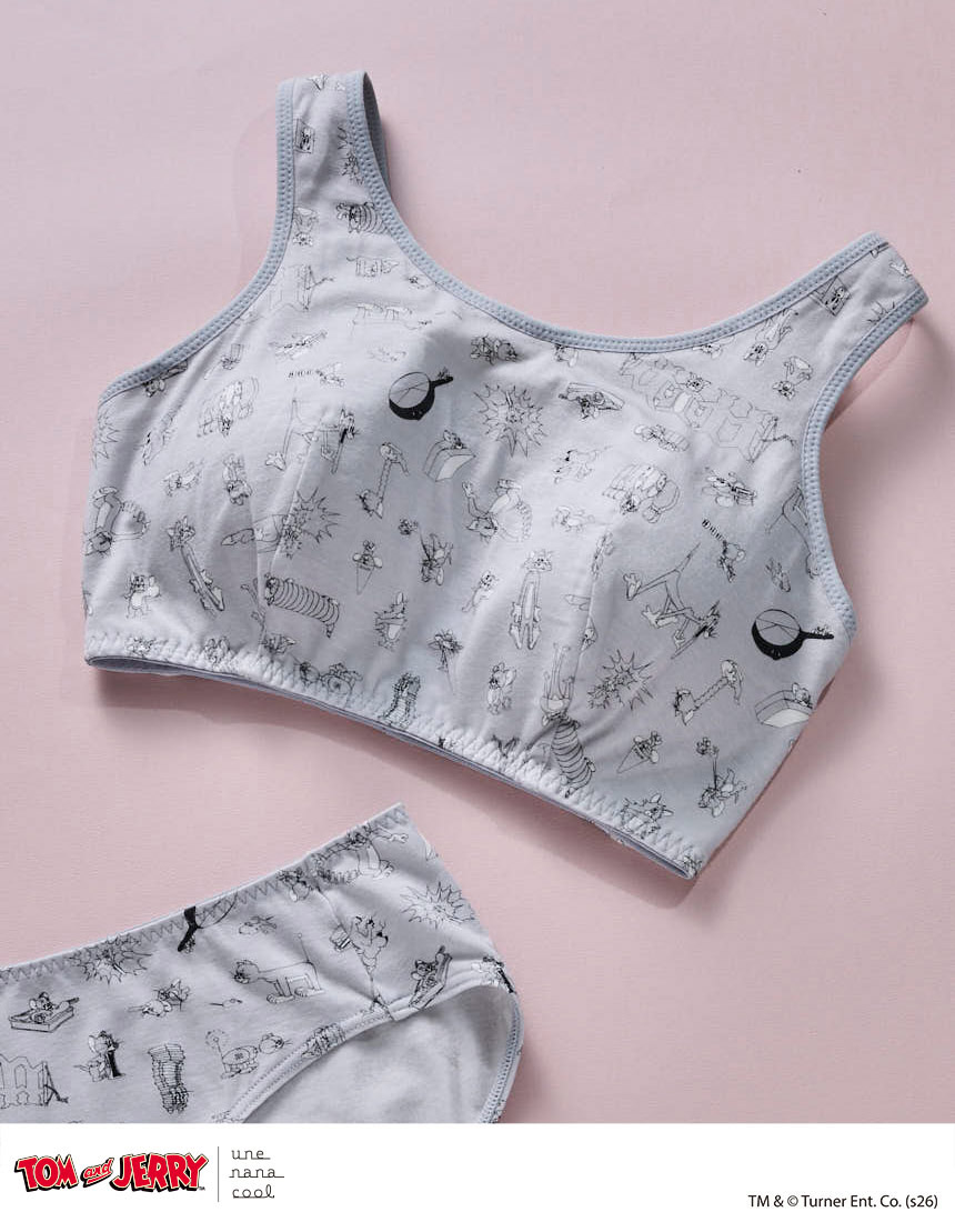 JB3959|ウンナナクール une nana cool トムとジェリー × une nana cool ナイトアップブラ ノンワイヤーブラ M/L/LL