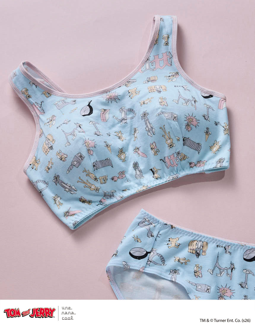 JB3959|ウンナナクール une nana cool トムとジェリー × une nana cool ナイトアップブラ ノンワイヤーブラ M/L/LL