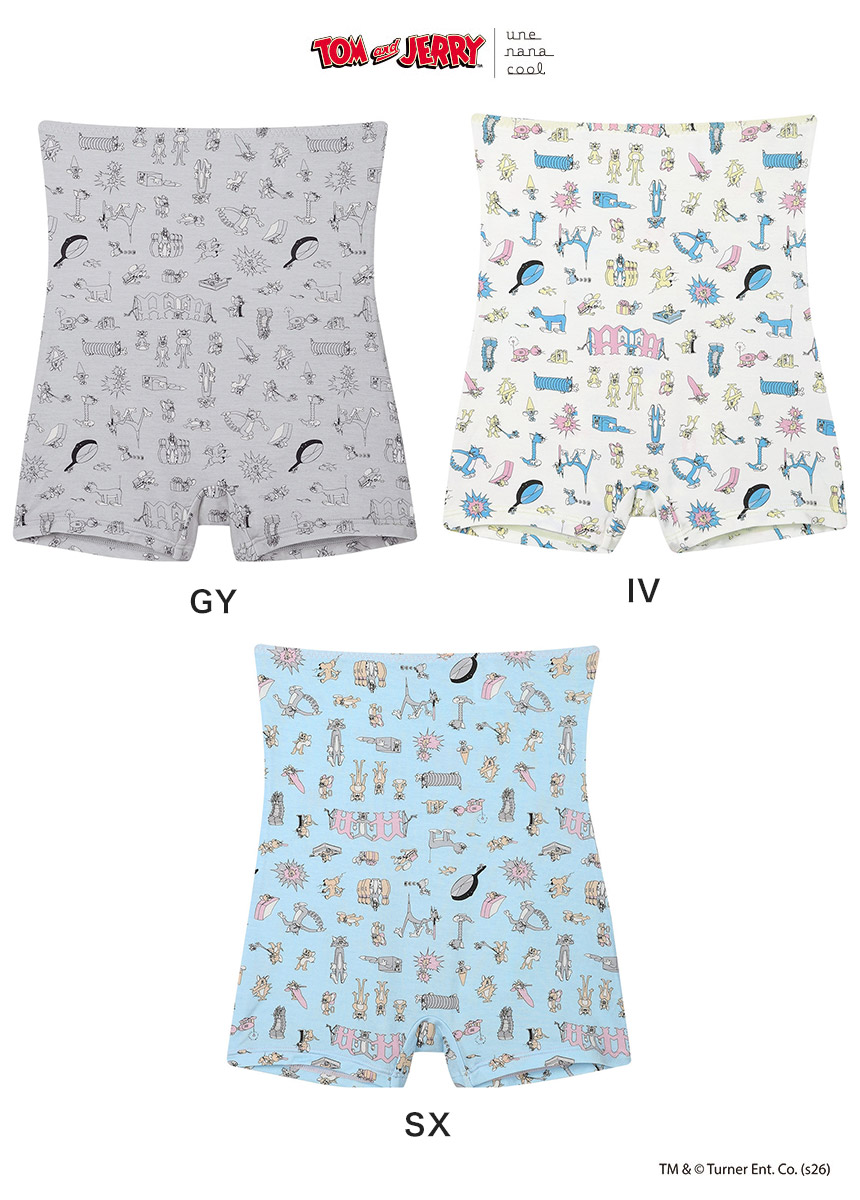 LF3059|ウンナナクール une nana cool トムとジェリー × une nana cool ナイトアップブラ連動 ハラマキ付きショーツ ボーイレングスショーツ M/L