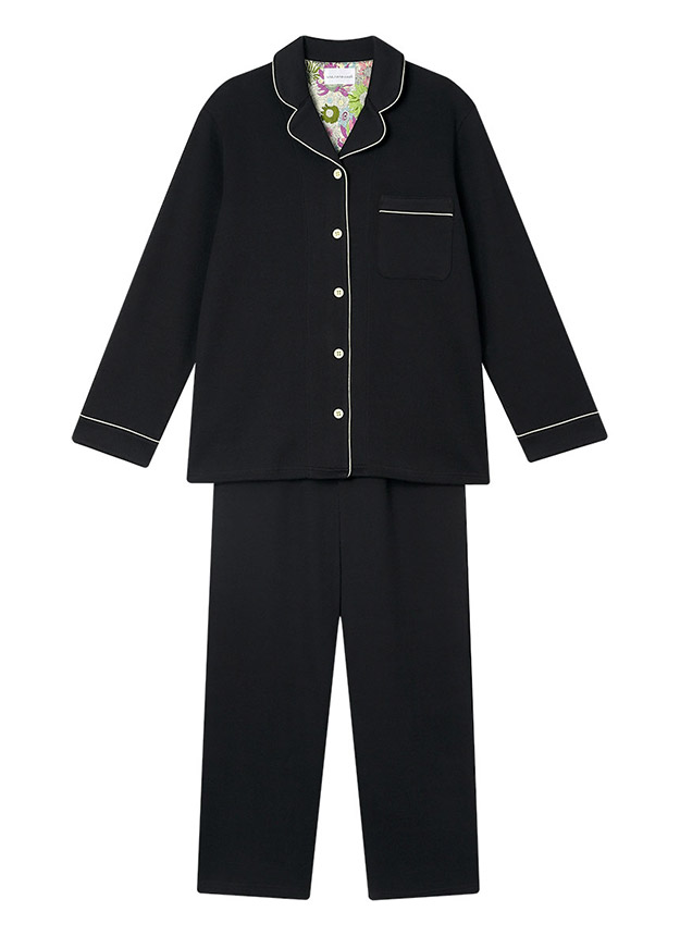 LP6547|ウンナナクール une nana cool 【綿混】ソフトコットンリブ 長袖開襟パジャマ MADE WITH LIBERTY FABRIC パジャマ 上下セット M