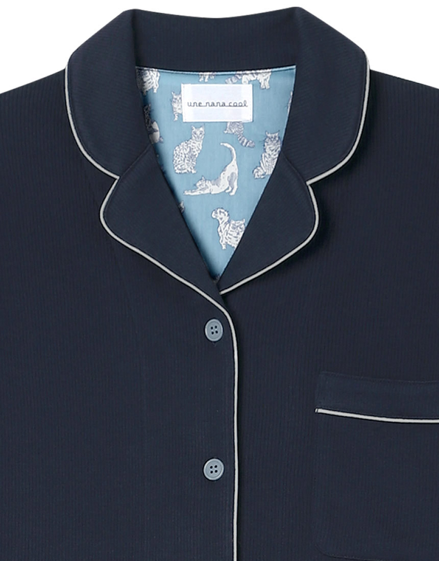LP6547|ウンナナクール une nana cool 【綿混】ソフトコットンリブ 長袖開襟パジャマ MADE WITH LIBERTY FABRIC パジャマ 上下セット M