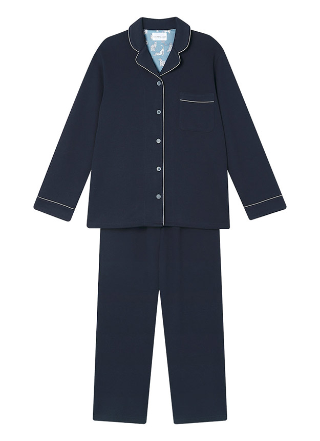 LP6547|ウンナナクール une nana cool 【綿混】ソフトコットンリブ 長袖開襟パジャマ MADE WITH LIBERTY FABRIC パジャマ 上下セット M