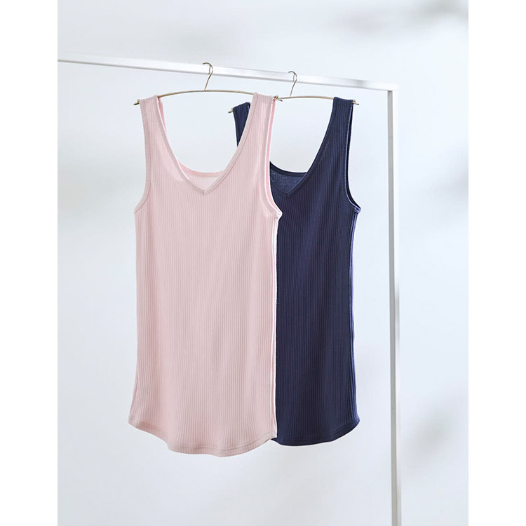 LS0101|ウンナナクール une nana cool リブ編みコットン 肌着 タンクトップ M/L