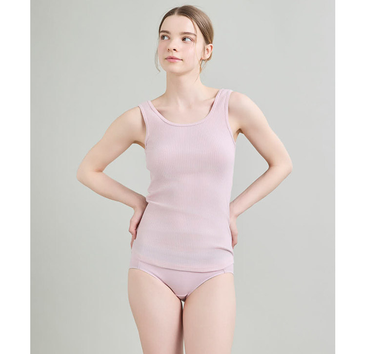 LS0101|ウンナナクール une nana cool リブ編みコットン 肌着 タンクトップ M/L