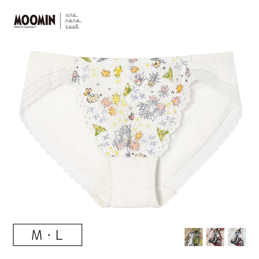PUN140|ウンナナクール une nana cool MOOMIN × une nana cool 364ブラ レース スタンダードショーツ M/L