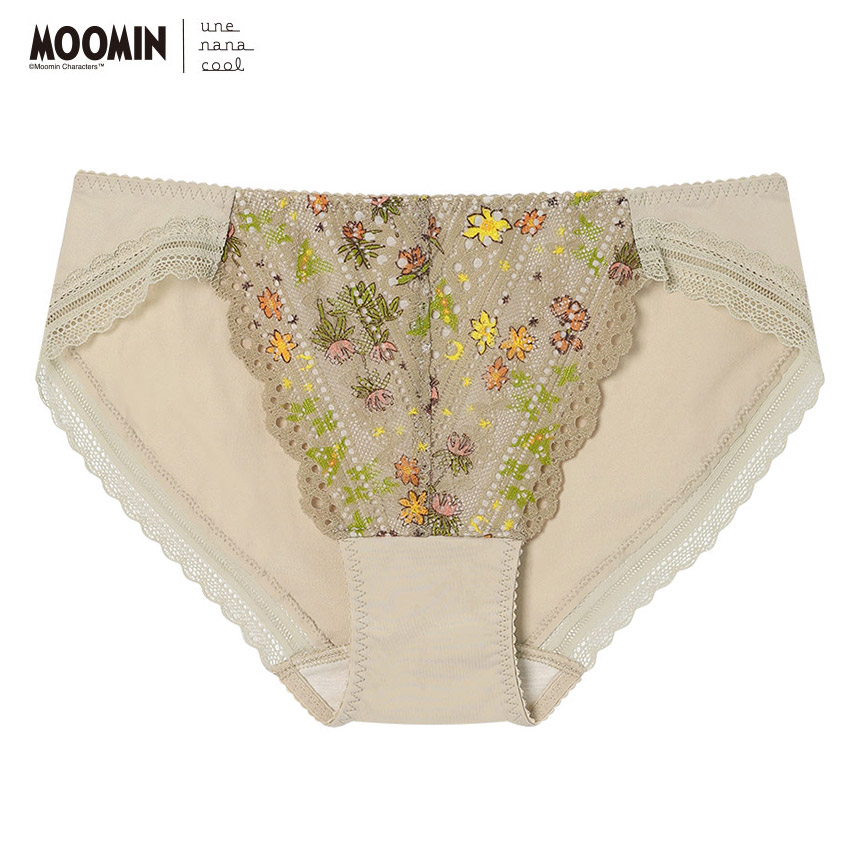 PUN140|ウンナナクール une nana cool MOOMIN × une nana cool 364ブラ レース スタンダードショーツ M/L