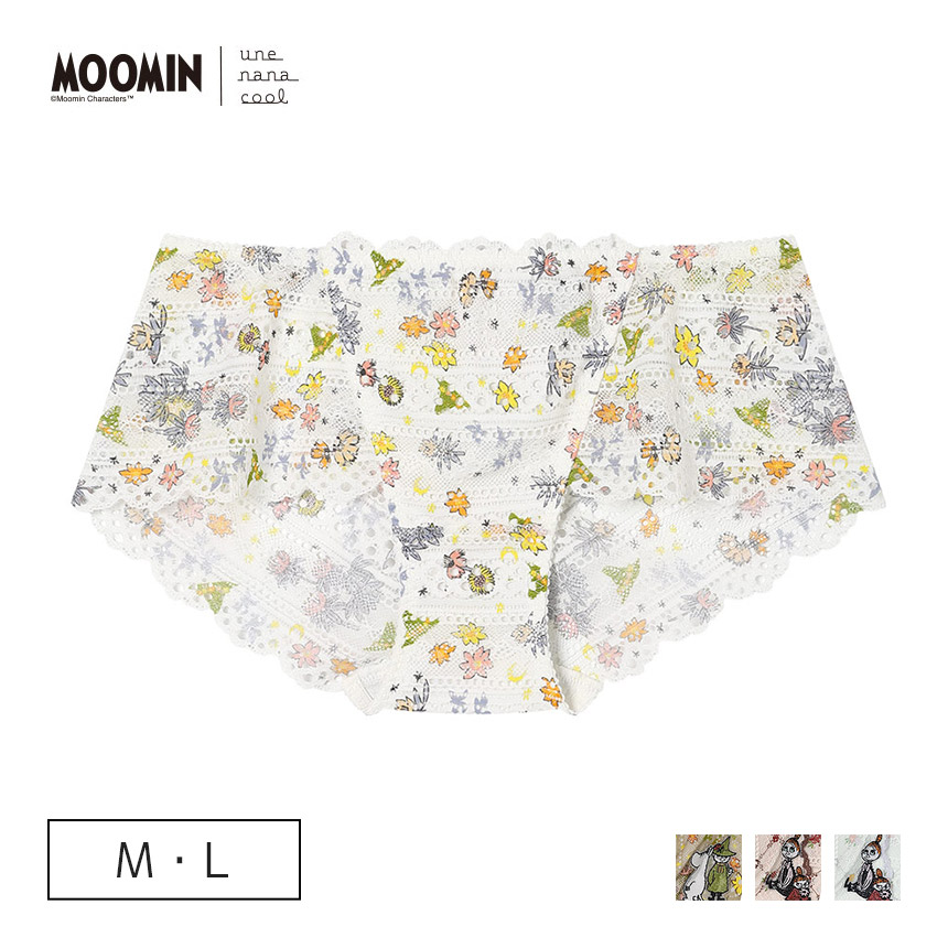 PUN240|ウンナナクール une nana cool MOOMIN × une nana cool 364ブラ レース 総レースショーツ M/L