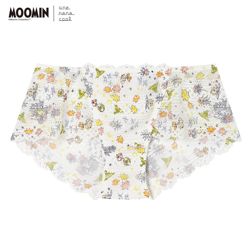 PUN240|ウンナナクール une nana cool MOOMIN × une nana cool 364ブラ レース 総レースショーツ M/L