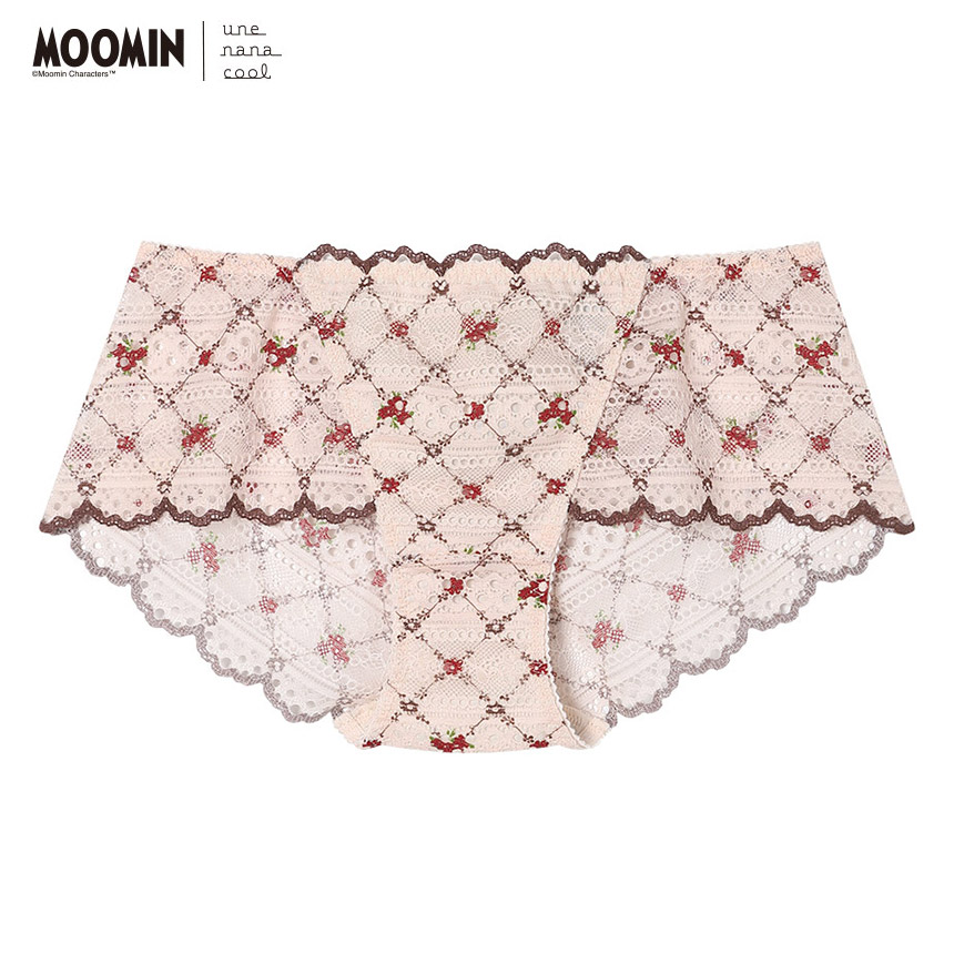 PUN240|ウンナナクール une nana cool MOOMIN × une nana cool 364ブラ レース 総レースショーツ M/L