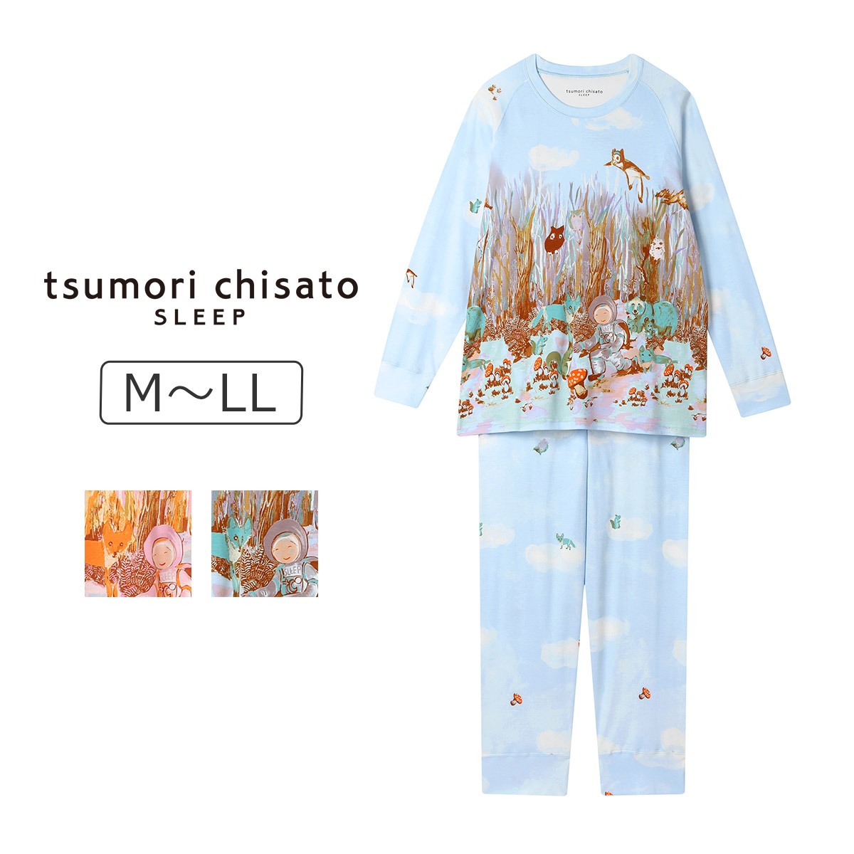 UDX562|ワコール ツモリチサト スリープ パジャマ 上下セット 10分丈・10分袖 M/L/LL