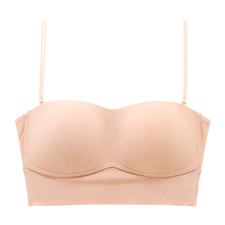 26-58551|ナルエー カップ付き シームレス シンプル チューブトップ ストラップレス ノンワイヤーブラ S/M/L