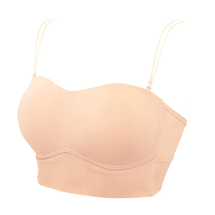 26-58551|ナルエー カップ付き シームレス シンプル チューブトップ ストラップレス ノンワイヤーブラ S/M/L
