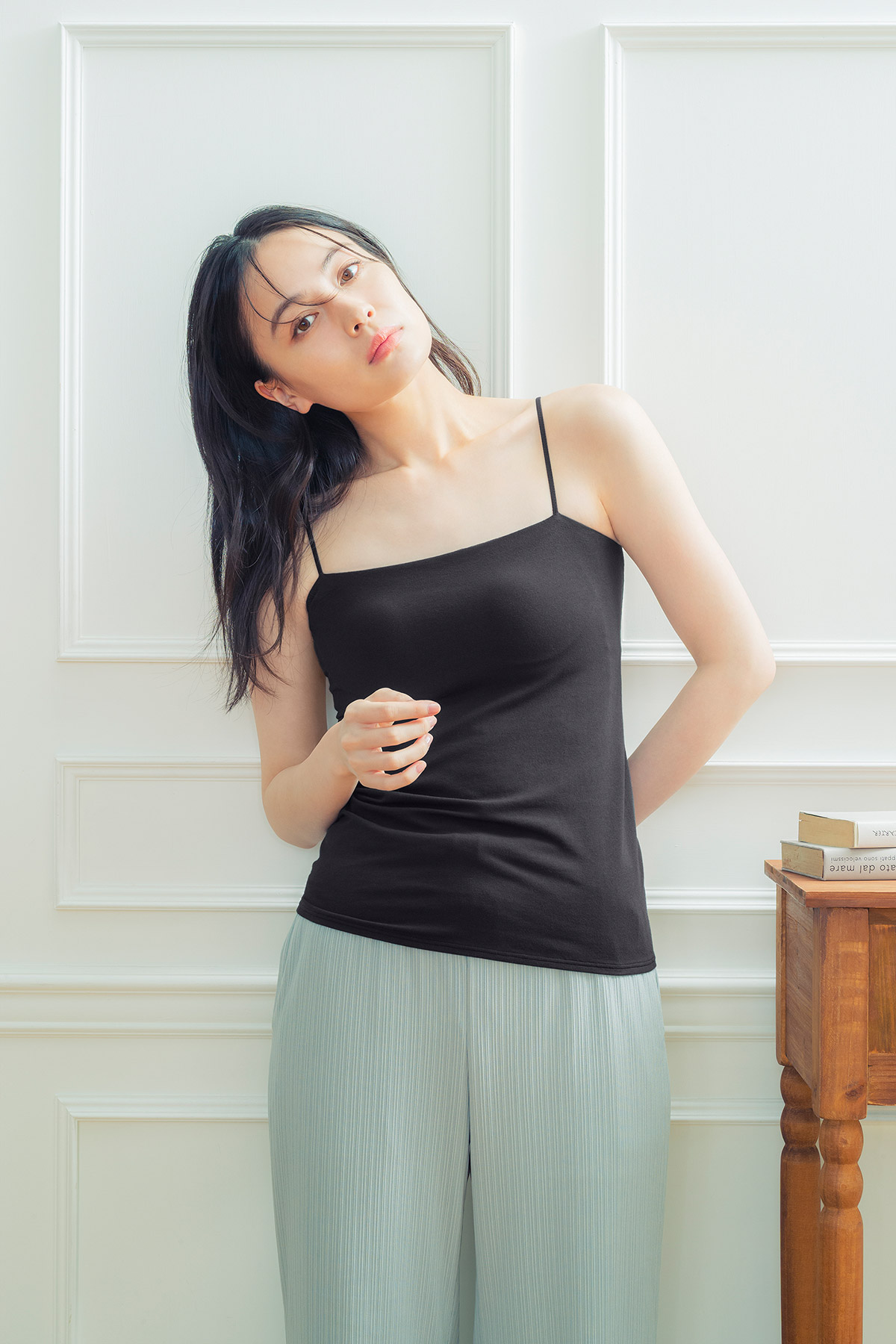 ET1093|ワコール ウイング シンクロブラトップ 綿混 ブラトップ カップ付きインナー ストラップ細め M/L/LL