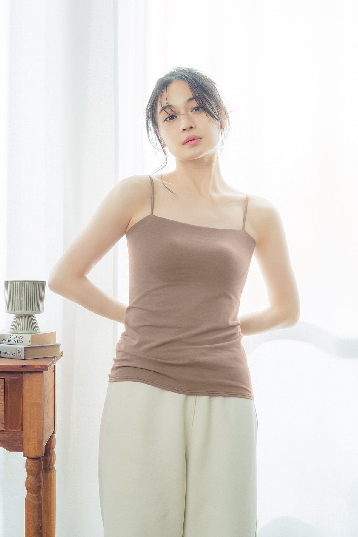 ET1093|ワコール ウイング シンクロブラトップ 綿混 ブラトップ カップ付きインナー ストラップ細め M/L/LL
