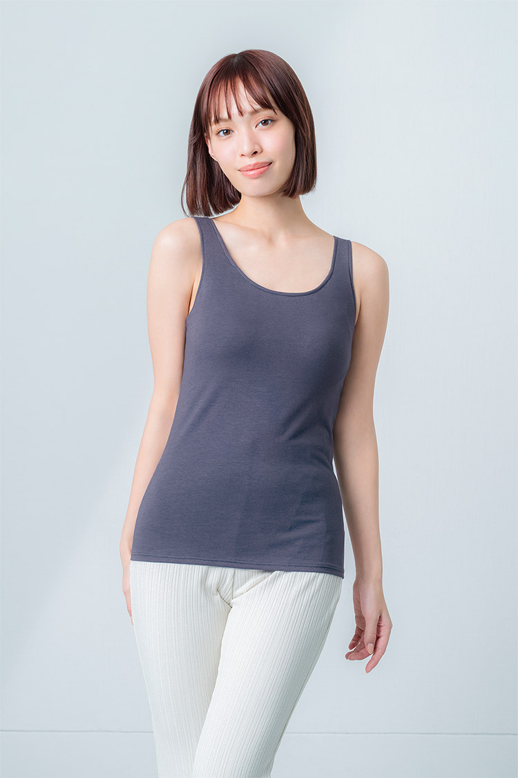 ET1132|ワコール ウイング シンクロブラトップ ノースリーブ 綿混 ブラトップ カップ付きインナー S/M/L/LL/3L