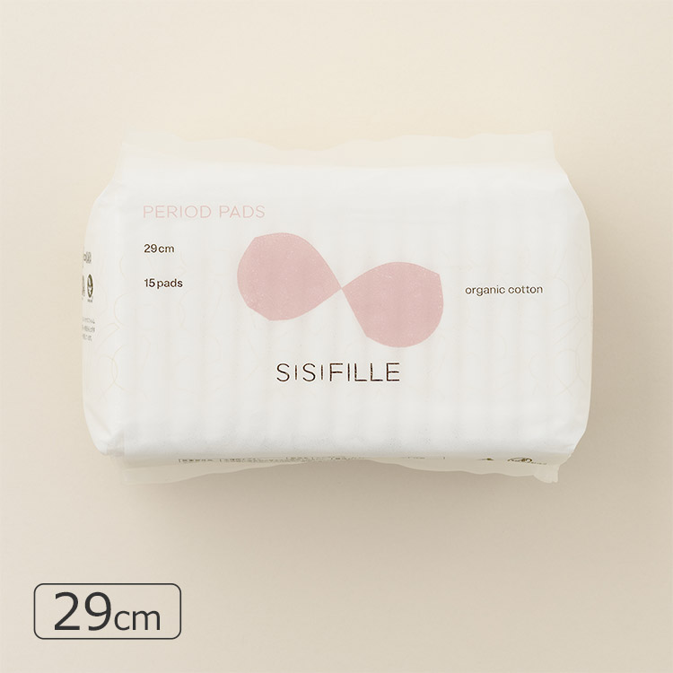 PFSM0009｜シシフィーユ ピリオドパッド PERIOD PADS オーガニックコットン 生理用ナプキン 羽付き 15個入り 29cm 日本製