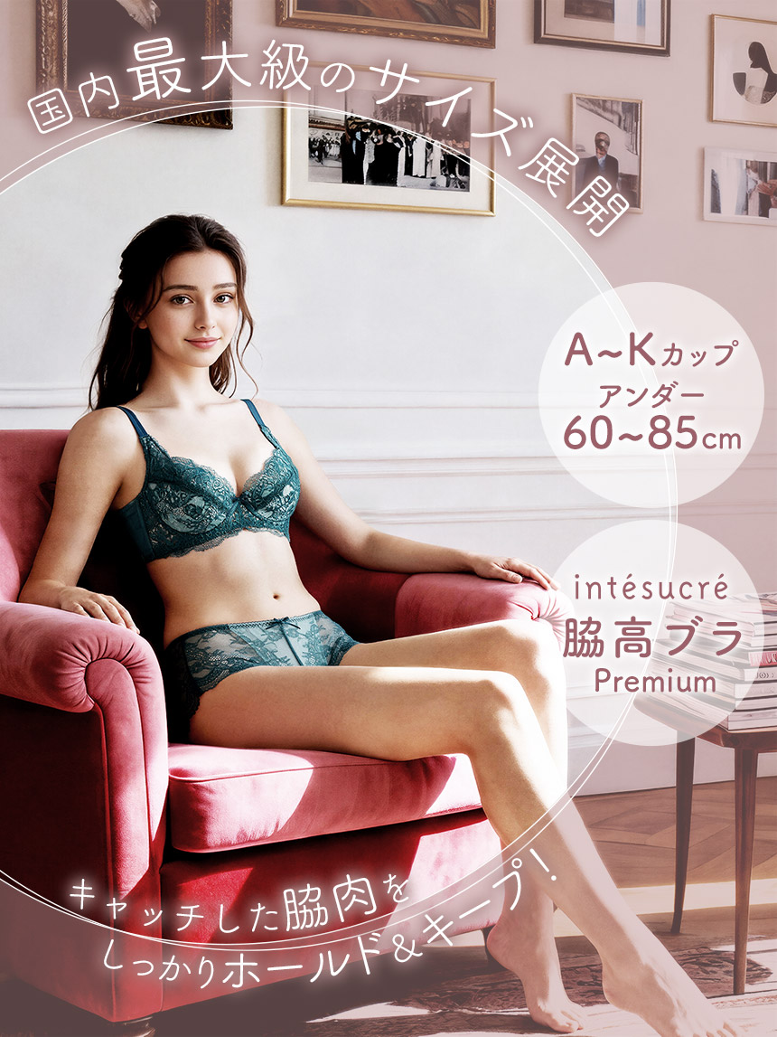 【6/26発売予定】TBT002B|アンテシュクレ intesucre 脇高ブラ Premium ブラジャー単品 ふっくらデコルテメイク ABCDEFGHIJKカップ アンダー60/65/70/75/80cm