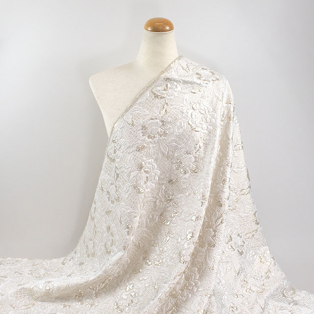 生地 プラチナジャガード第一章(165028) 1.白/ゴールド 10Aa05_