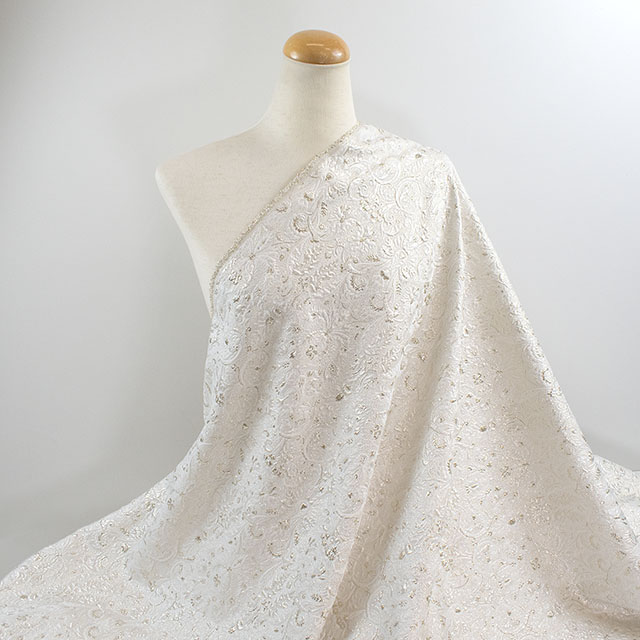 生地 プラチナジャガード第二章(165029) 1.白/ゴールド 10Aa05_