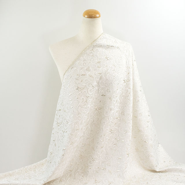 生地 プラチナジャガード第四章(165048) 1.白/ゴールド 10Aa05_